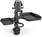 5 in 1 Car Cup Holder Expander with Phone Holder & 2 Food Table Tray & 2 Cup Holder for Drink/Snacks/Humburgers