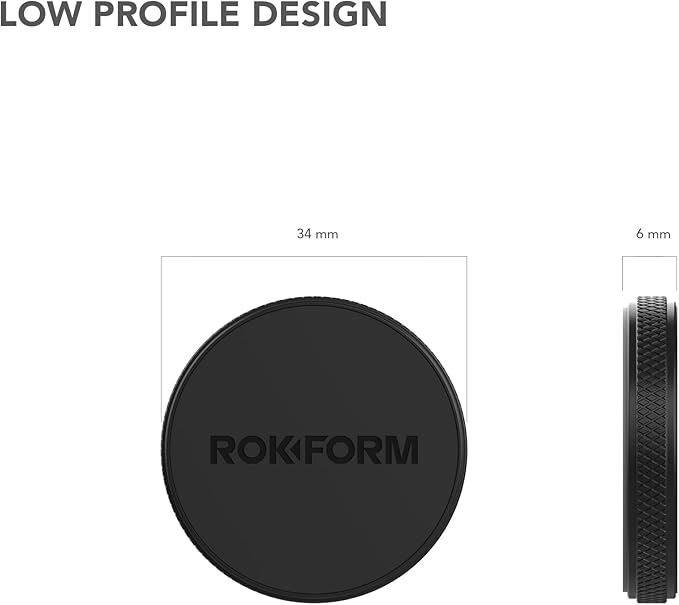 Rokform - Low Pro Magnetic Phone Mount, 1-Inch Phone Magnet for Car, 3M VHB Adhesive Holder Mounts to Almost Any Flat Surface, Compatible with All Cases (Black)