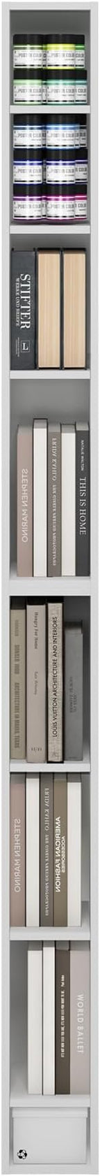 Furinno Fulda Book Shelf, 8-Tier Bookshelf, Bookcase with Space Saving Storage Shelf, 9.2 x 5.9 x 70.9, for Living Room, Bedr
