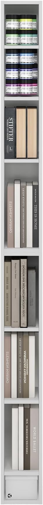 Furinno Fulda Book Shelf, 8-Tier Bookshelf, Bookcase with Space Saving Storage Shelf, 9.2 x 5.9 x 70.9, for Living Room, Bedr
