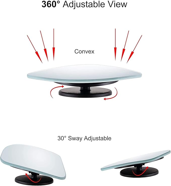 Verivue 2.5-Inch Fan-Shaped Blind Spot Mirrors for Cars, Universal Fit, HD Convex Wide Angle, Stick-On Frameless Side Mirror 