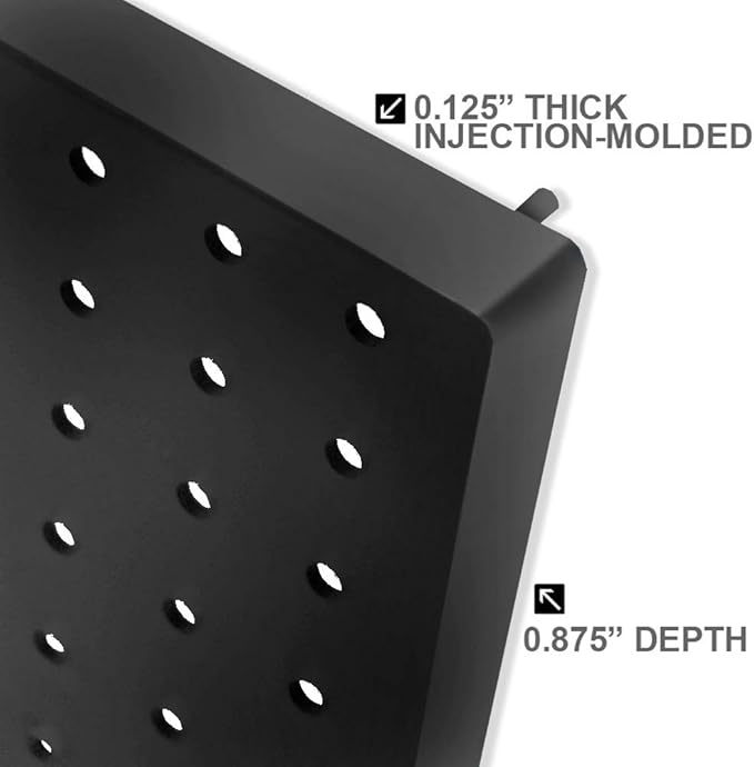 Azar Displays 900940-BLK The DIY Multi-Purpose 10-Piece Pegboard Wall Organizer Kit with One Panel and Accessory Assortment: 
