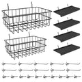 26PCS Peg Board Organizer Accessories Kit, Assortment 2PCS Wire Baskets, 4PCS Shelves, 20PCS Hooks for 1/4” and 3/16” Pegboar