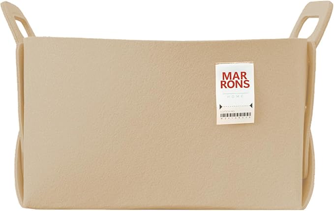 Collapsible Felt BEIGE Storage Bin Large 14.6"x9.4"x9.4" – Foldable Basket with Handles for Closet, Laundry Room Organization