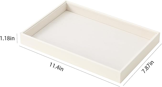 Stackable Jewelry Organizer Tray For Drawers,White Leather Small Earring Storage Tray,Bracelet And Necklace Display Box,Jewel