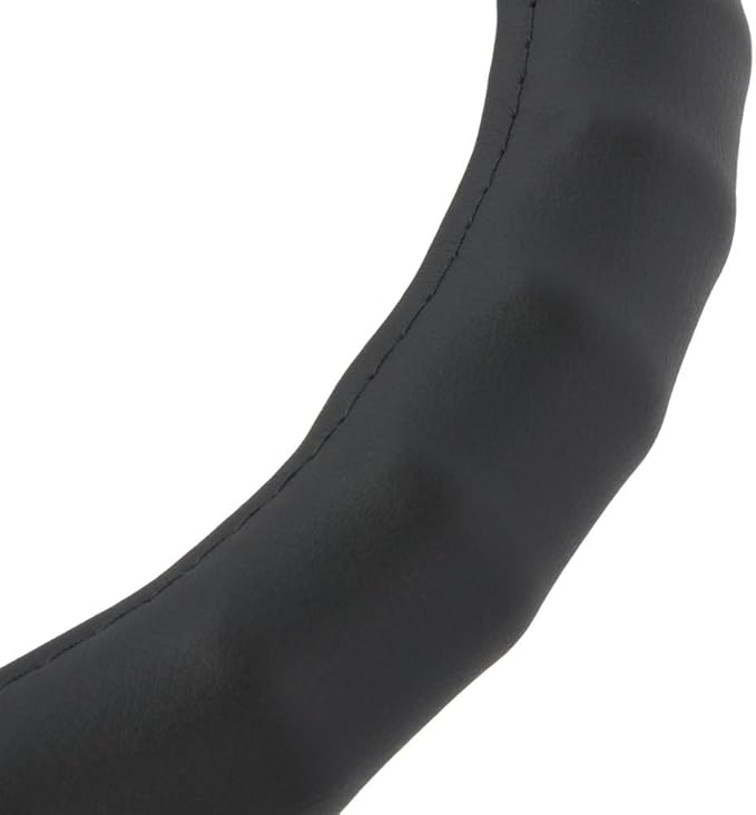 BDK Genuine Black Leather Steering Wheel Cover for Car, Small (13.5" - 14.5") – Ergonomic Comfort Grip for Men & Women, Car S