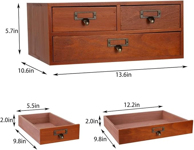 Wooden Storage Box Countertop Drawers Vintage Wooden Drawers Apothecary Cabinet Wood Desktop Organizer Box Library Card Catal