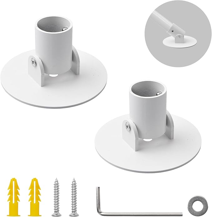 Shower Curtain Rod Bracket, 2Pcs 26mm Inner Diameter Titanium Steel Shower Curtain Rod Single Swivel Flange Easy Installation