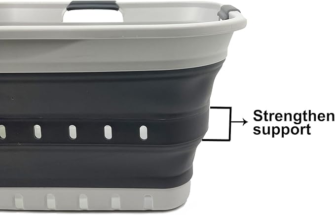 SAMMART 42L (11 gallon) Collapsible Plastic Laundry Basket - Foldable Pop Up Storage Container/Organizer - Space Saving Hampe