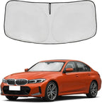 for BMW 3 Series 2019-2024 2025 2026 Windshield Sun Shade - Custom Fit 3 Series Accessories 330i 330E M340i 328i 335i 320i 330i 325i Sun Visor Front Foldable Shade Blocks UV Rays Accessories