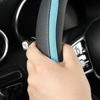 Car Steering Wheel Cover, Leather Steering Wheel Cover Blue Universal 14.5-15 Inch Microfiber Leather Anti-Slip Breathable Au
