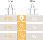NGIL Extra Large Utility Tote Reusable Grocery Bag Oversized Collapsible for Groceries, Storage, Picnic, Beach (Spring Cow)