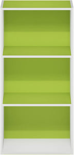 Furinno Luder 3-Tier Open Shelf Bookcase, Green/White