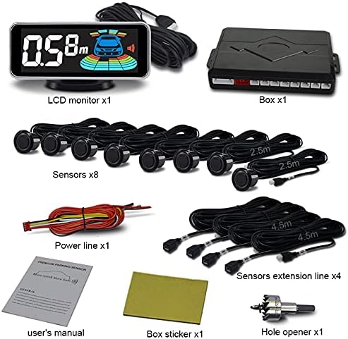Backup Parktronic System Car Auto Vehicle Reverse with 8 Parking Sensors kit Distance Detection LCD Distance Display Sound Wa