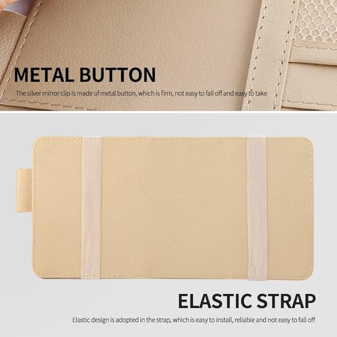 JEYODA Car Sun Visor Organizer Auto Car Visor Pocket and Interior Accessories Car Storage Organizer with Multi-Pocket Net Zippers (Style 1-Brown) (1942)