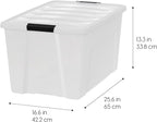 IRIS USA 72 QT Plastic Storage Box with Lid and Latches - 4 Pack - BPA-Free, Discreet Organizing Solution, Durable Nestable S