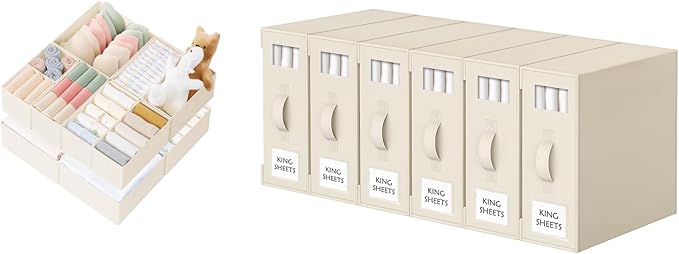 Criusia 10 Pack Drawer Organizer & 6 Pack Bed Sheet Organizers and Storage