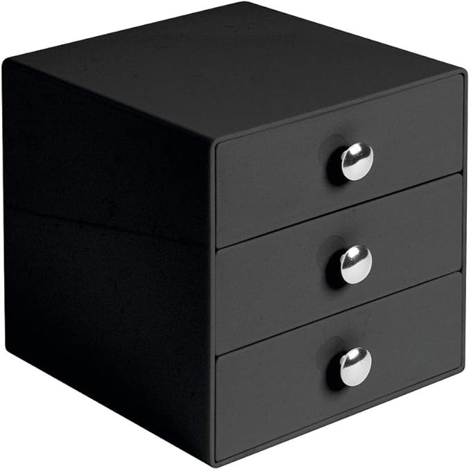 iDesign 35360 3-Drawer Plastic Vanity Organizer, Compact Storage Organization Set for Cosmetics, Dental Supplies, Hair Care, 