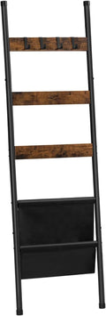HOOBRO Blanket Ladder, 5 Tier Towel Rack, 17.3" L x 63" H, Wall-Leaning Blanket Rack for Living Room, Decorative Ladder with 