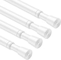 4PCS Tension Curtain Rod 33 to 59 Inch,White Short Curtain Rods No Drilling,Loaded Expandable Spring Curtain Rods for Windows