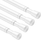 4PCS Tension Curtain Rod 33 to 59 Inch,White Short Curtain Rods No Drilling,Loaded Expandable Spring Curtain Rods for Windows