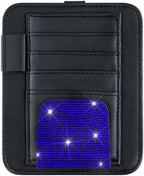 Bling Car Sun Visor Organizer, Rhinestone Multi-Pocket Truck Visor Organizer Pouch with Visor Pen Holder,Glasses Holder,Universal Sunvisor Organizers for Most Cars SUVs -Deep Blue