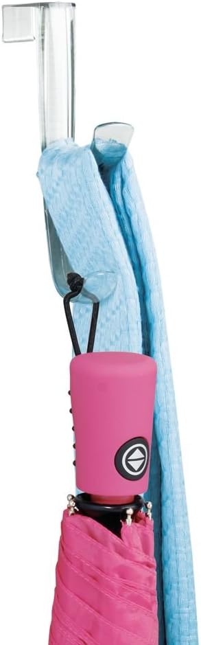 InterDesign Over Door Organizer Hook for Coats, Hats, Robes, Clothes or Towels – Double Hook, Clear, Pack of 3