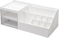 Angoily White Makeup Organizer Large Desk Organizers and Storage Rotating Cosmetic Storage Box Space-Saving