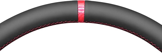 MEWANT Steering Wheel Cover for Ford F150 Lightning F350 2024 Expedition Made of Black Real Leather Embossed Athsuede
