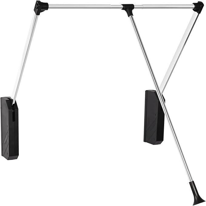 Pull Down Closet Rod Stainless Steel,35"-48" Adjustable Wardrobe Lift Rail Rod,60 lbs Load Capacity,Side & Back Mounted Close