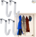 Evelots Over the Door Hooks - 4 Pack - Hangers for Clothes, Towel, Coats, Hats, Handbags - Made of Rubber Coated Steel - Clos