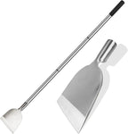 Floor Scraper Long Handle Stainless Steel, Multifunctional Cleaning Shovels with Flat Head, Moss Plaster Wall Putty Shingle Removal Tool, Ice Scraper, Snow Shovel for Driveway-Heavy Duty