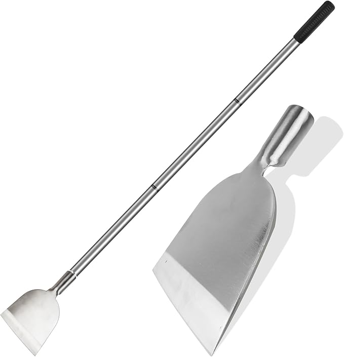 Floor Scraper Long Handle Stainless Steel, Multifunctional Cleaning Shovels with Flat Head, Moss Plaster Wall Putty Shingle Removal Tool, Ice Scraper, Snow Shovel for Driveway-Heavy Duty