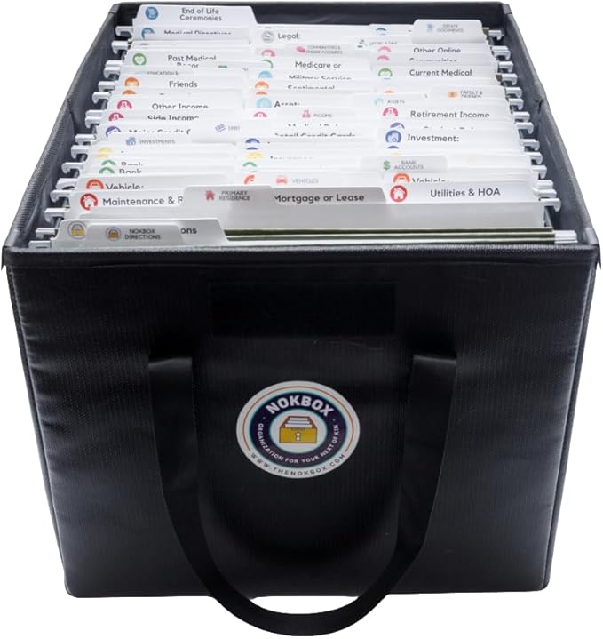 Nokbox Fireproof Kit - Complete Organizational System for Estate Planning, Emergency Preparation, and Personal Organization I