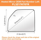 Senzeal Driver Side Heated Upper Mirror Glass Replacement for Ford F150 2015-2020 Ford F250 F350 F450 F550 2017-2022 Tow Mirror FL3Z17K707R (Left Side)