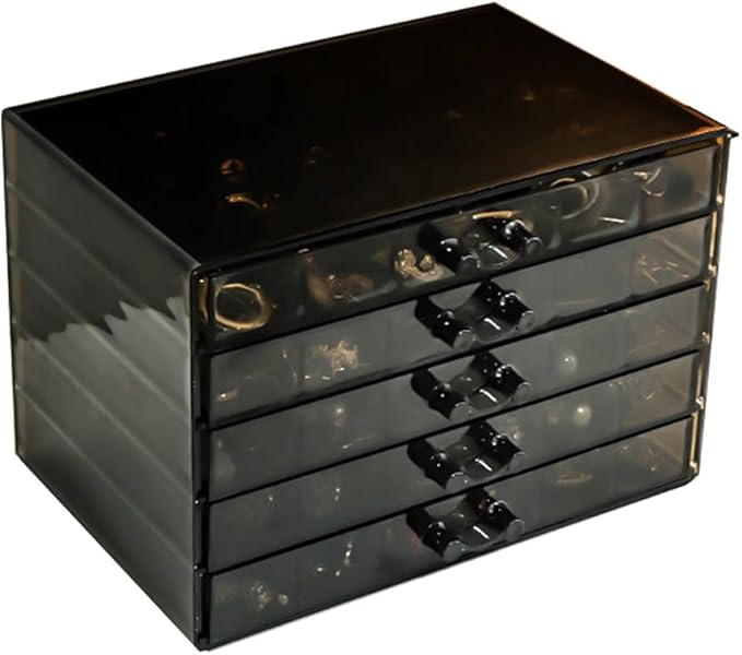 YUFONG Earring Storage Box Organizer, Acrylic Jewelry Storage Box Holder 5 Drawers Transparent Jewelry Display Stand with 120