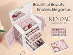 Kendal Extra Large Jewelry Box Jewelry Case PU Leather 6 Tier 5 Drawers Large Storage Capacity with Mirror Jewelry Storage Or
