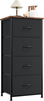 Somdot Dresser for Bedroom with 4 Drawers, Storage Organizer Chest of Drawers with Removable Fabric Bins for Closet Bedside L