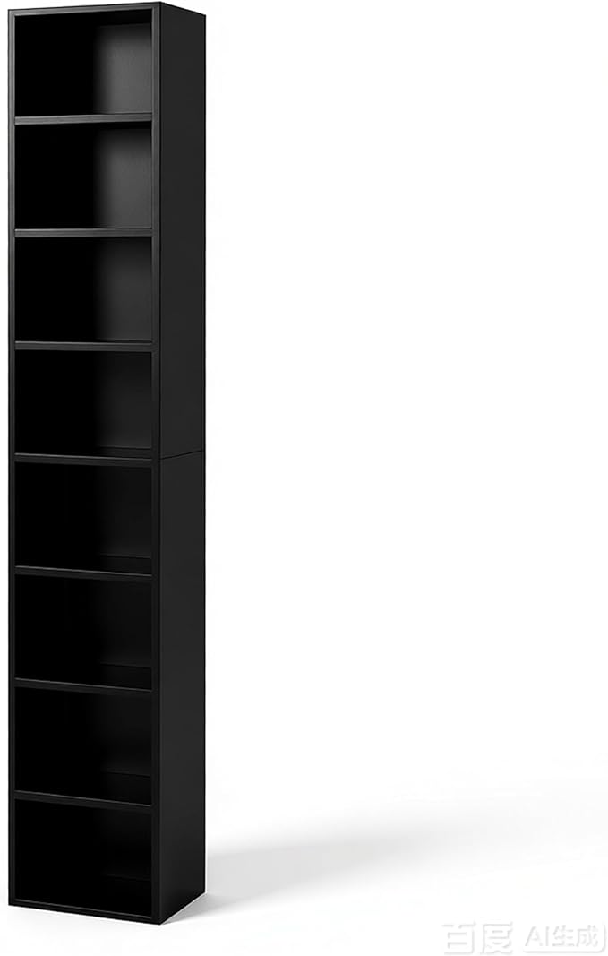 8-Cube Storage Organizer Bookcase, White, Tall Narrow Bookshelf for Home Office (Black)
