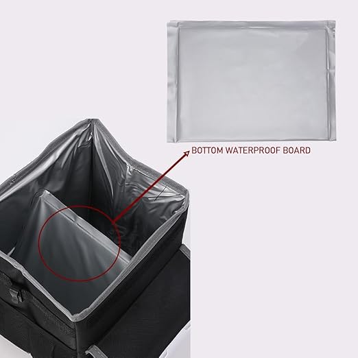 upra Car Trash Can with Lid,Bag Hanging Storage Pockets,Adjustable Tissue Holder & Straps,Portable Waterproof Garbage Bin, 1.98 Gal Large Capacity Multipurpose Bin