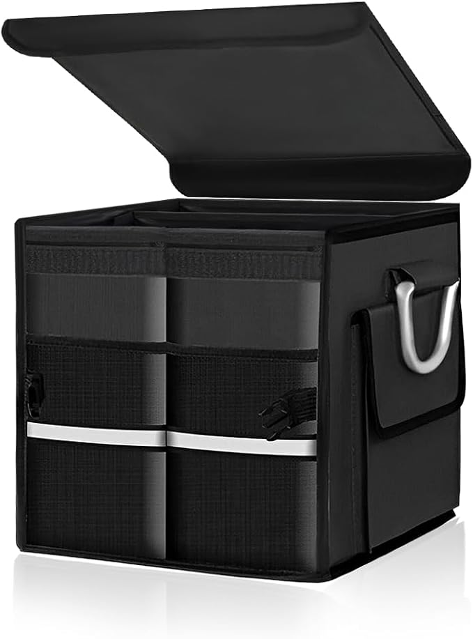 Trunk Organizer with Lid, 28L Collapsible Cargo Organizer with Aluminum Handles & Reflective Strip, Multi-Purpose Waterproof
