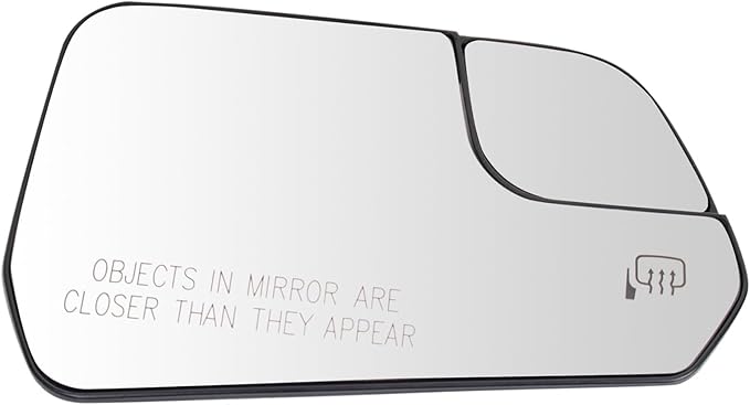 TRQ Passenger Side Mirror Glass Heated Convex Snap On Compatible with 2018-2020 Ford Mustang FO1325220