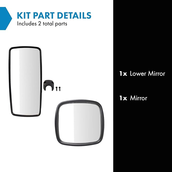 TRQ Driver and Passenger Side Mirror Assembly Set Manual Chrome Smooth Compatible with 2002-2006 Freightliner M2 100 2002-201