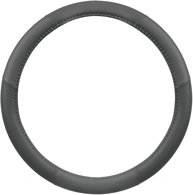 Motor Trend Perforated Microfiber Leather Steering Wheel Cover for Cars Trucks SUVs Vans, Sporty Racing Improved Grip Anti-Fa