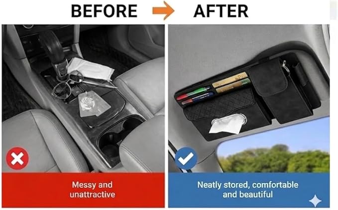 Multifunctional Car Visor Organizer (Suede leather - Black)