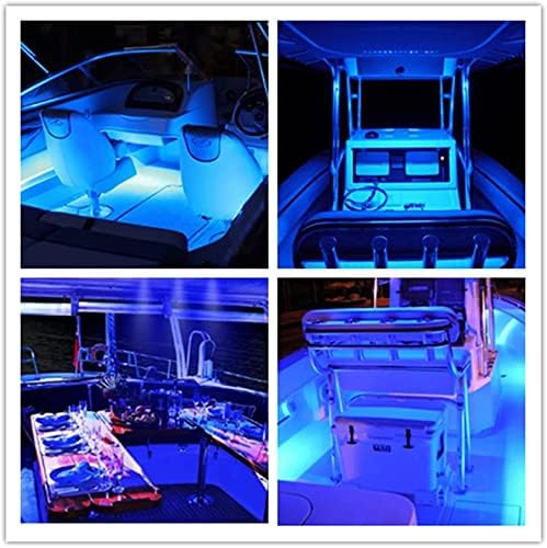 Boat Led Strip Lights, 4 Pcs 24'' Marine Interior Courtesy Deck Navigation Lights, Super Bright Waterproof Marine Led Lights Strip for 12V Pontoon Fishing Boat Yacht Kayak Sailboat (Blue)