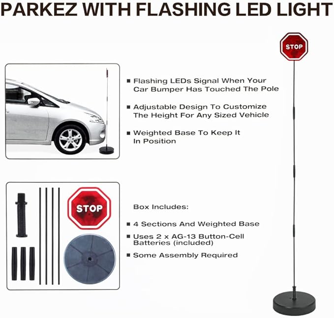 LED Light Parking Stop Sign,Smart Parking LED Garage Flashing Warning Stop Sign, Parking Assist LED Stop Sign Parking Assistant with Flashing Signal for Garage