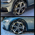 Auto Tightening Snow Tire Chains - Quick Fit for Cars, SUVs, Pickup Trucks - Easy Installation, Reusable Emergency Traction -