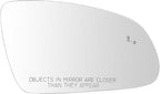 TRQ Passenger Side Mirror Glass Heated Blind Spot Convex For Factory Equipped & Aftermarket Mirrors Compatible with 2018-2022