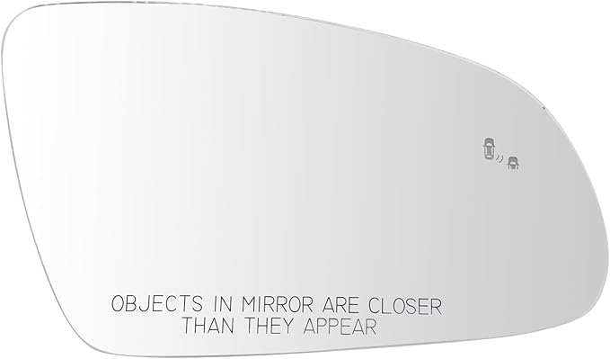 TRQ Passenger Side Mirror Glass Heated Blind Spot Convex For Factory Equipped & Aftermarket Mirrors Compatible with 2018-2022
